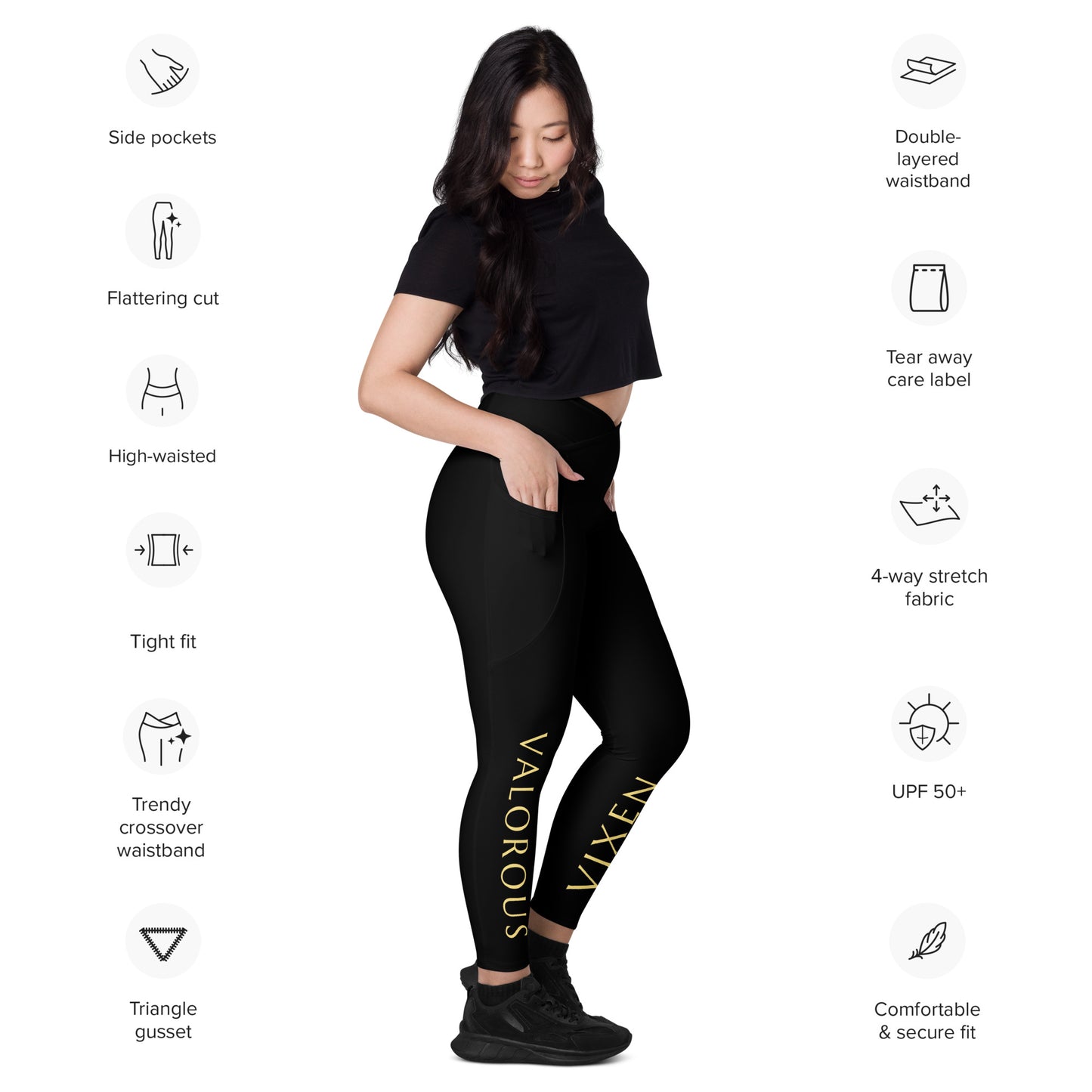 Valorous Vixen Brand - Crossover leggings with pockets