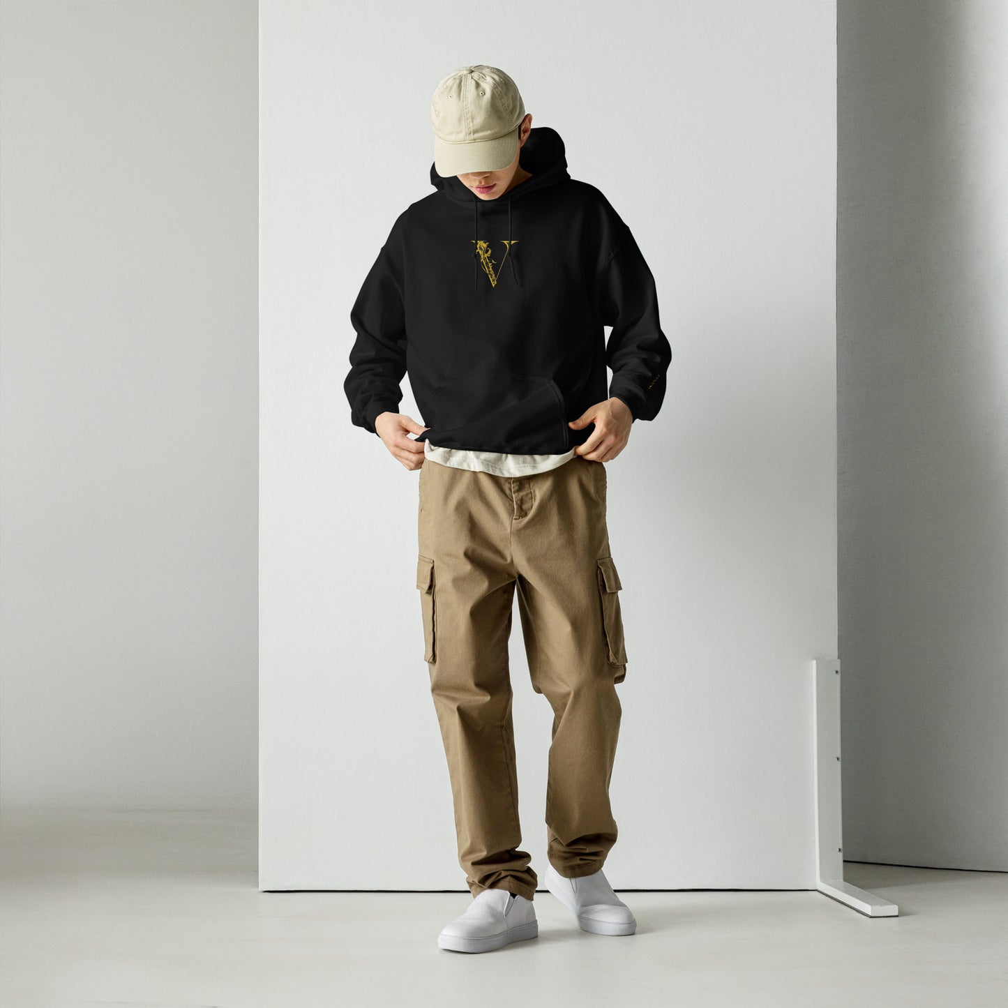 V Logo Embroidered- Unisex Hoodie