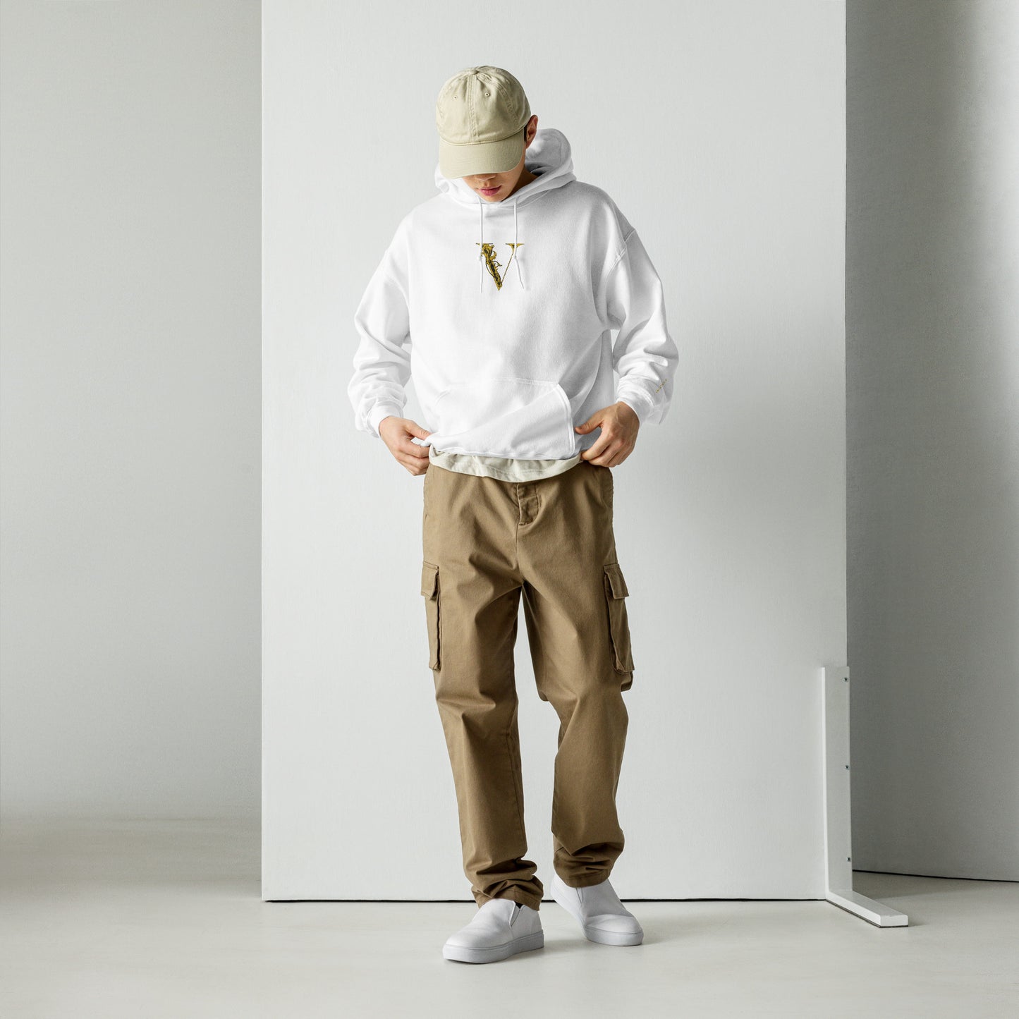 V Logo Embroidered- Unisex Hoodie