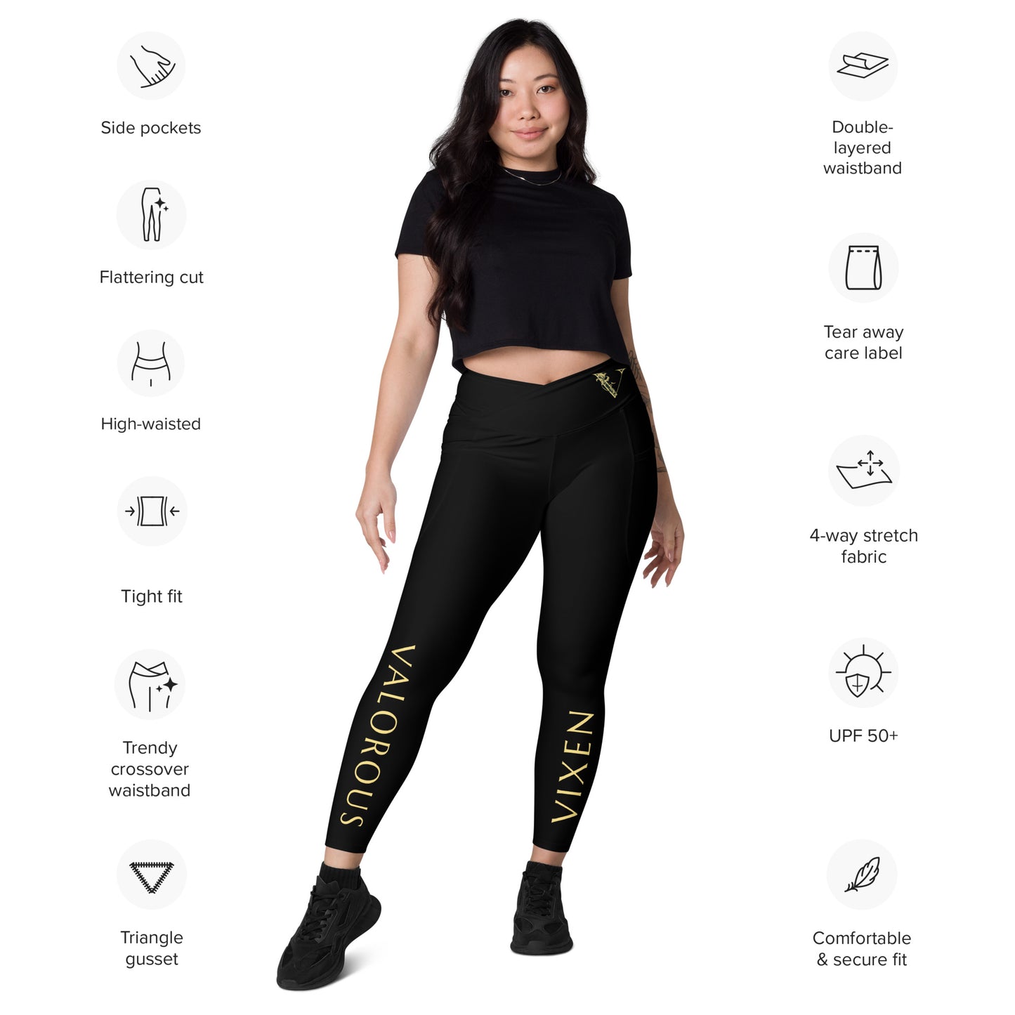 Valorous Vixen Brand - Crossover leggings with pockets
