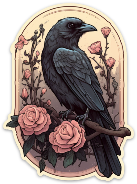 Crow Nouveau Sticker