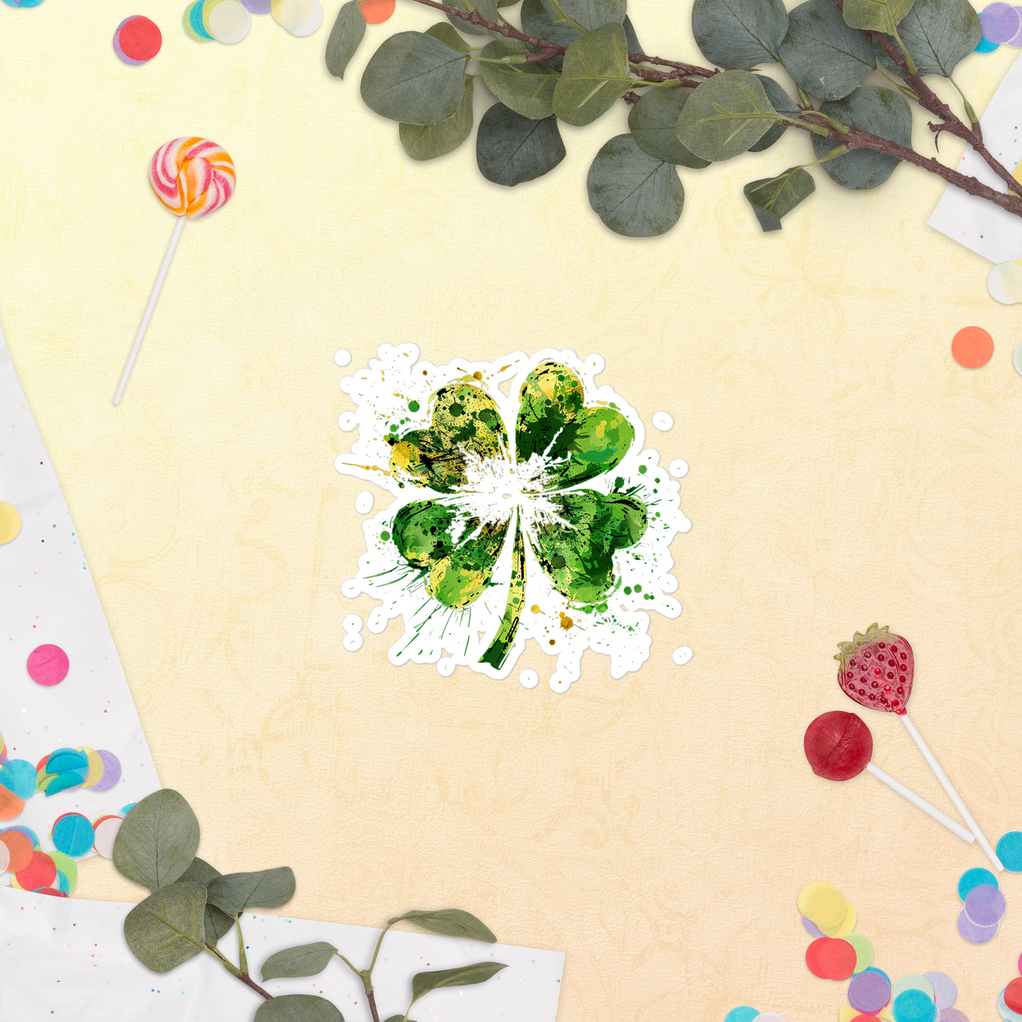 Four Leaf Paint Splatter - Bubble-free stickers