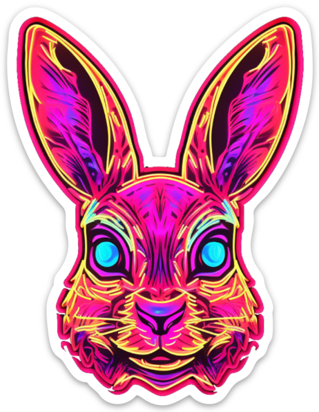 Neon Cottontail Bunny Sticker