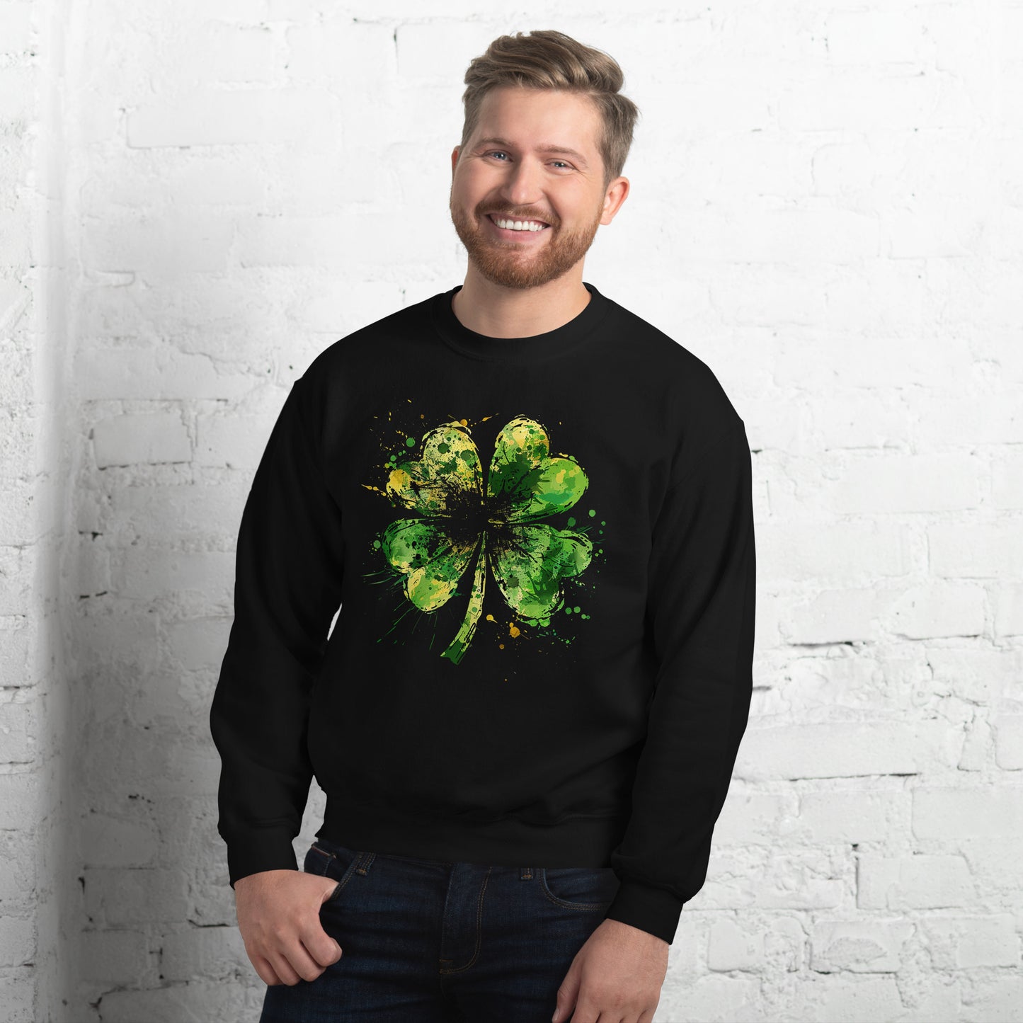 Four Leaf Paint Splatter - Unisex Sweatshirt