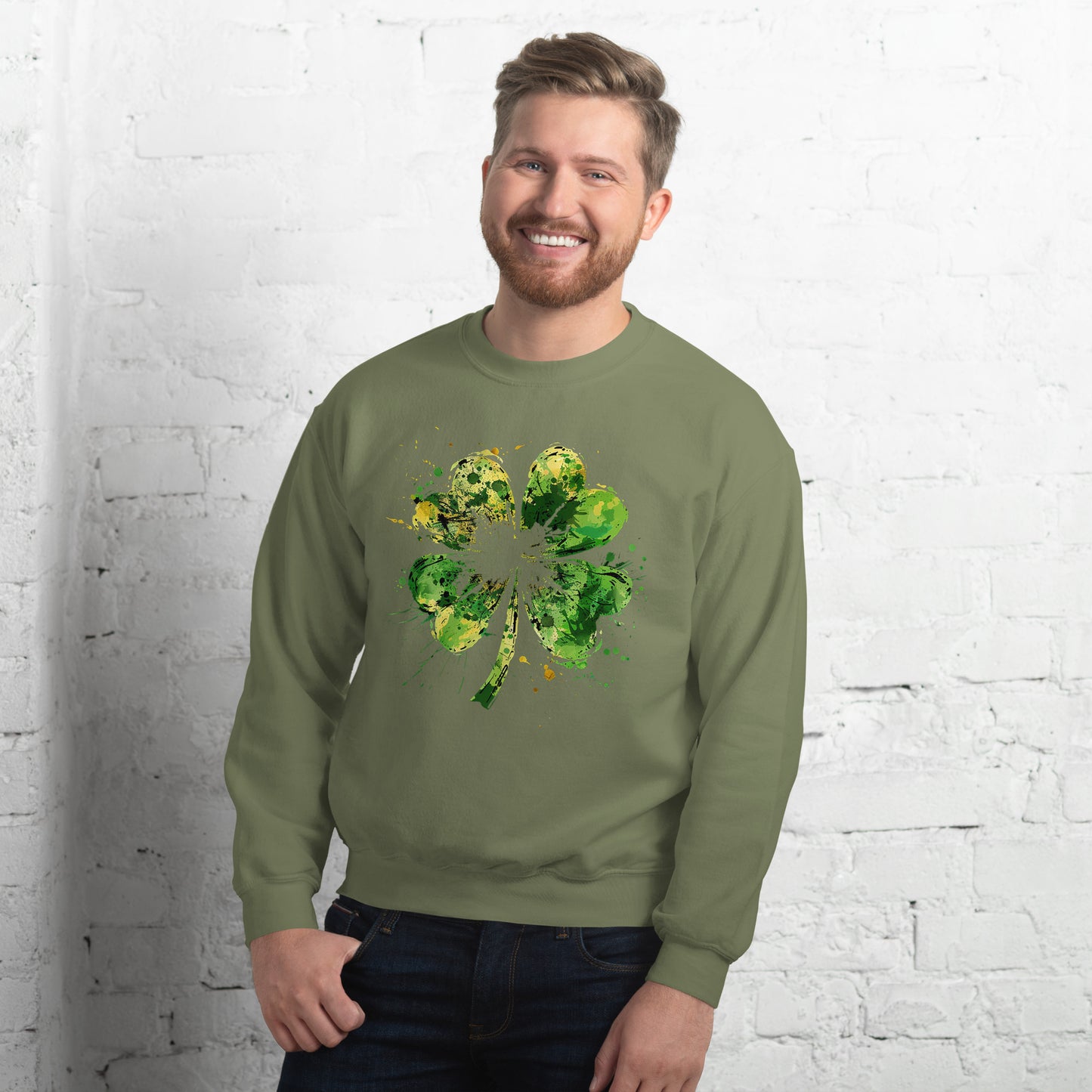 Four Leaf Paint Splatter - Unisex Sweatshirt